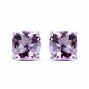 Image 1 : STERLING SILVER PINK AMETHYST CHECKER BOARD EARRING