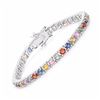 Image 2 : STERLING SILVER MULTI STONE TENNIS BRACELET