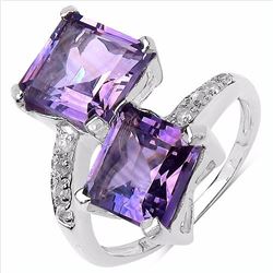 STERLING SILVER AMETHYST BYPASS RING