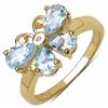 Image 1 : STERLING SILVER AQUAMARINE BUTTERFLY RING