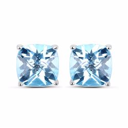 STERLING SILVER BLUE TOPAZ STUD EARRINGS