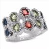 Image 1 : STERLING SILVER MULTI COLOR SAPPHIRE AND DIAMOND RING