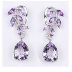 STERLING SILVER AMETHYST DROP EARRINGS