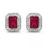 Image 1 : STERLING SILVER OCTAGON RUBY EARRINGS