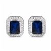 Image 1 : STERLING SILVER OCTAGON SAPPHIRE EARRINGS