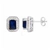 Image 2 : STERLING SILVER OCTAGON SAPPHIRE EARRINGS