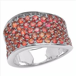 STERLING SILVER ORANGE SAPPHIRE RING