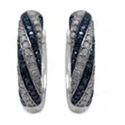 STERLING SILVER BLUE AND WHITE DIAMOND EARRINGS