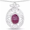 Image 1 : STERLING SILVER INDIAN RUBY CARVIN CABOCHON PENDNAT