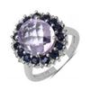 Image 1 : STERLING SILVER PINK AMETHYST  AND SAPPHIRE RING