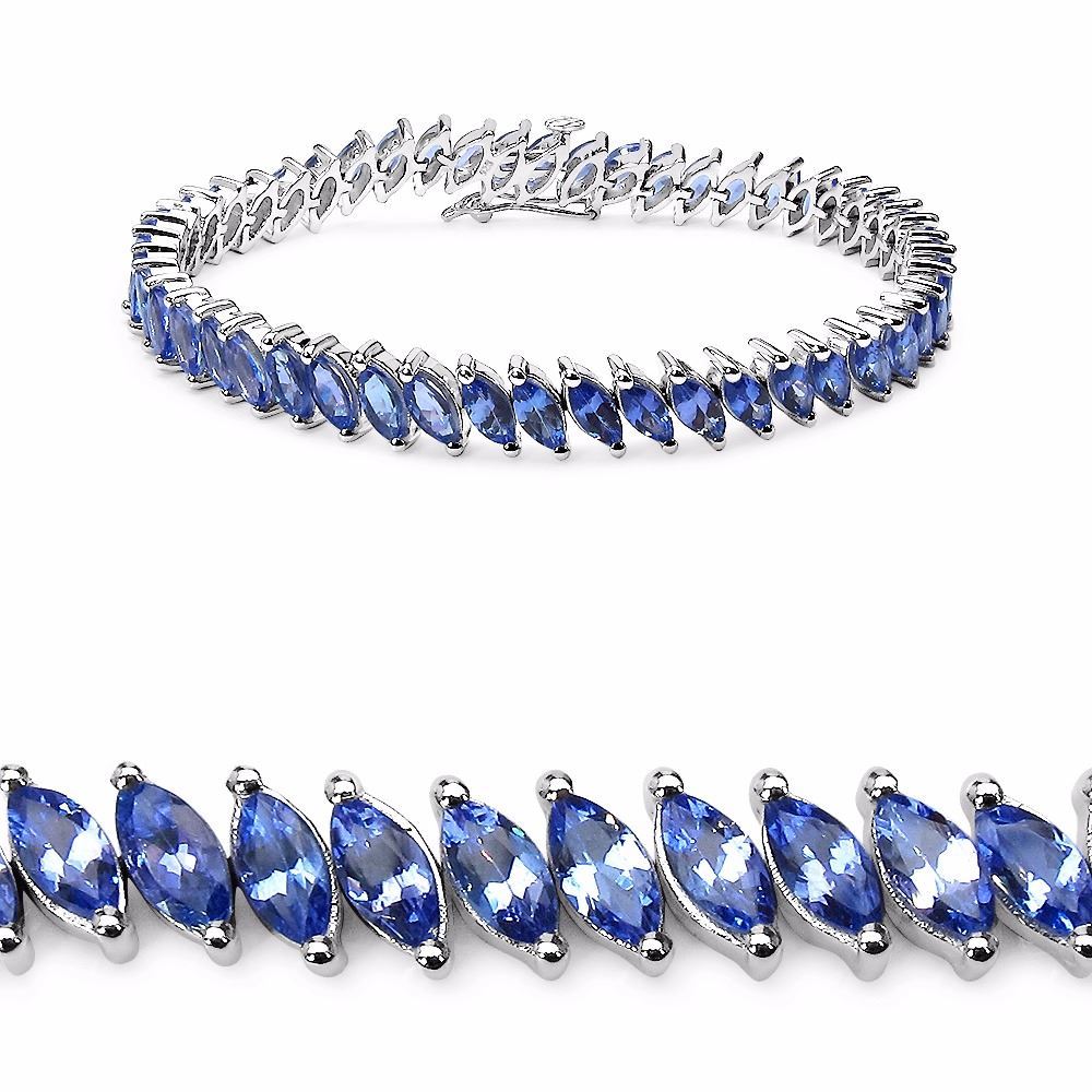 STERLING SILVER TANZANITE TENNIS BRACELET