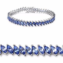 STERLING SILVER TANZANITE TENNIS BRACELET