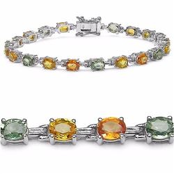 STERLING SILVER MULTI COLOR SAPPHIRE BRACELET
