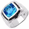 Image 1 : STERLING SILVER SWISS BLUE TOPAZ AND BLACK SPINEL RING