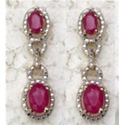 STERLING SILVER RUBY DROP EARRINGS