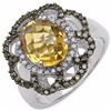 Image 1 : STERLING SILVER CITRINE AND COLOR DIAMOND RING