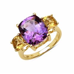 STERLING SILVER BRAZIL AMETHYST AND CITRINE RING