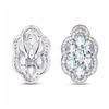 Image 3 : STERLING SILVER AND AQUAMARINE DIAMOND EARRING