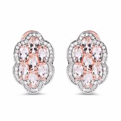STERLING SILVER AND MORGANITE DIAMOND EARRING