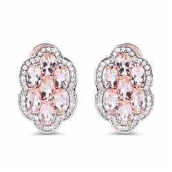 STERLING SILVER AND MORGANITE DIAMOND EARRING