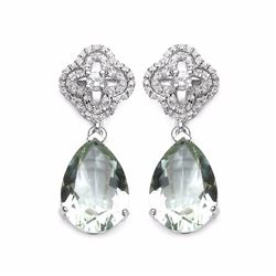 STERLING SILVER GREEN AMETHYST EARRING