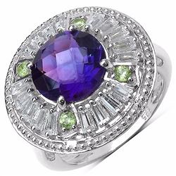 STERLING SILVER AFRICAN AMETHYST AND PERIDOT RING