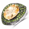 Image 1 : STERLING SILVER CHECKERBOARD CITRINE AND CHROME DIOPSIDE RING