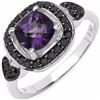 Image 1 : STERLING SILVER AFRICAN AMETHYST CHECKER BOARD AND BLACK DIAMOND RING