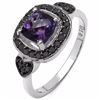 Image 2 : STERLING SILVER AFRICAN AMETHYST CHECKER BOARD AND BLACK DIAMOND RING