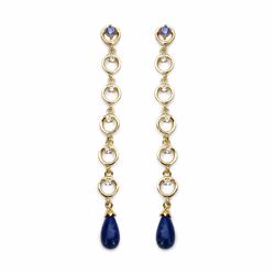 STERLING SILVER CABOCHON LAPIS AND TANZANITE DROP EARRING