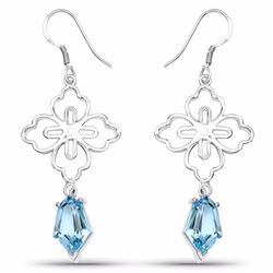 STERLING SILVER SWISS BLUE TOPAZ EARRING