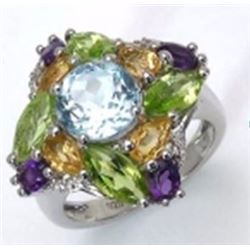 STERLING SILVER MULTI STONE RING