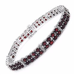 STERLING SILVER DOUBLE ROW GARNET BRACELET