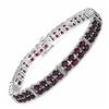Image 1 : STERLING SILVER DOUBLE ROW GARNET BRACELET