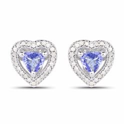 STERLING SILVER TANZANITE HEART EARRINGS