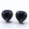 Image 1 : STERLING SILVER DEEP BLUE SAPPHIRE HEART SHAPED EARRING