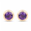 Image 1 : STERLING SILVER AFRICAN AMETHYST BEZEL SET EARRINGS