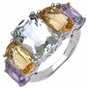 Image 1 : STERLING SILVER GREEN AMETHYST, GOLDEN CITRINE AND PINK AMETHYST RING