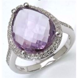 STERLING SILVER PINK AMETHYST BRIIOLITE RING