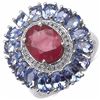 Image 1 : STERLING SILVER RUBY AND TANZANITE RING
