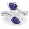 Image 3 : STERLING SILVER SAPPHIRE BYPASS RING