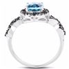 Image 2 : STERLING SILVER BABY SWISS BLUE CHECKERBOARD TOPAZ AND BLACK AND WHITE DIAMOND RING