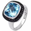 Image 2 : STERLING SILVER BABY SWISS BLUE CHECKERBOARD TOPAZ AND BLUE DIAMOND RING