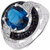 Image 1 : STERLING SILVER LONDON BLUE TOPAZ AND BLACK SPINEL RING