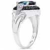 Image 2 : STERLING SILVER LONDON BLUE TOPAZ AND BLACK SPINEL RING