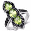 Image 1 : STERLING SILVER PERIDOT AND BLACK SPINEL RING