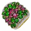 Image 1 : STERLING SILVER RHODOLITE AND CHROME DIOPSIDE RING