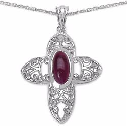 STERLING SILVER INDIAN RUBY CROSS PENDANT