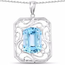 STERLING SILVER SWISS BLUE TOPAZ PENDANT