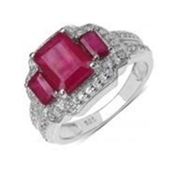 STERLING SILVER OCTAGON RUBY RING